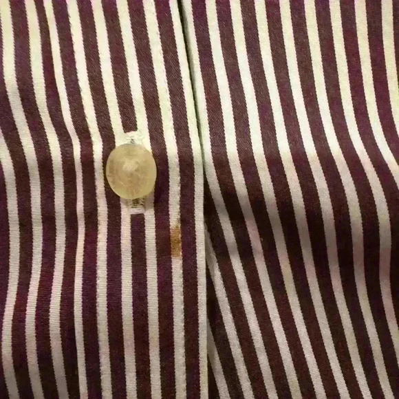 Preowned Lauren Ralph Lauren Button Down Shirt w/Burgandy/White Stripes size 2x - Picture 2 of 9